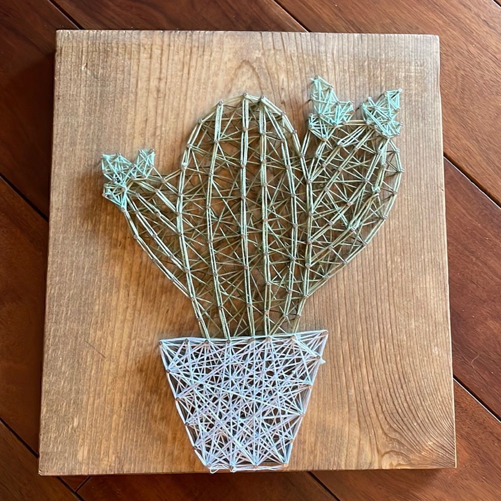 Saguro Cactus String Art on Wood Wall Hanging